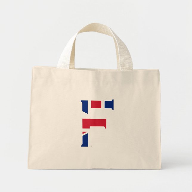 F Monogram überlagert sich auf der Union Jack Flag Mini Stoffbeutel (Vorne)