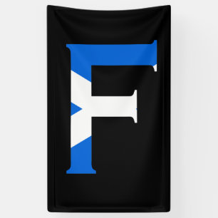 F Monogram überlagert sich auf schottischer Flagge Banner