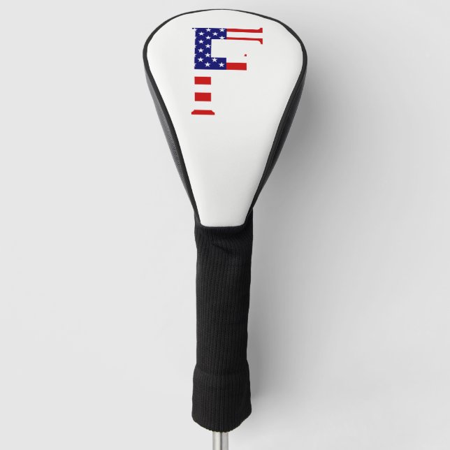 F Monogram überlagert sich auf US-Flaggendokumenta Golf Headcover (Vorderseite)