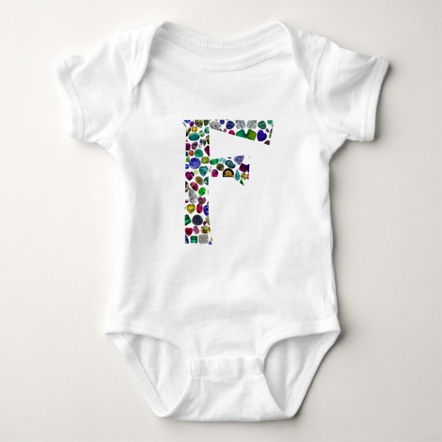F Monogramm Baby Strampler (Vorderseite)