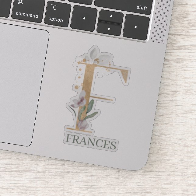 F Monogramm Floral Personalisiert Aufkleber (Detail)