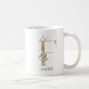 F Monogramm Floral Personalisiert Kaffeetasse