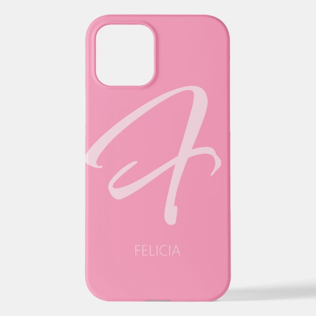 F Monogramm Personalisiert rosa iPhone Hülle (Rückseite)
