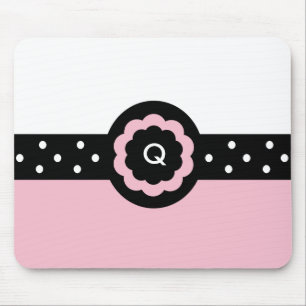 F: Monogramm Q Dotted Pink & White Mousepad