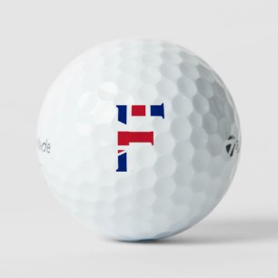 F Monogramm überlagert auf der Flagge der Union tm Golfball