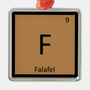 F - Periodisches Symbol für Falafel-Chemie Ornament Aus Metall