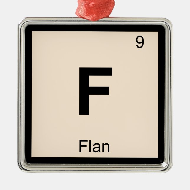 F - Periodisches Tabellensymbol für die Flan Chemi Ornament Aus Metall (Vorne)