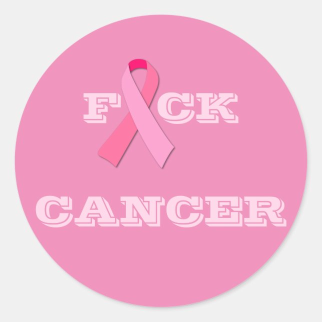 F "Pink Ribbon" CK CANCER Runder Aufkleber (Vorderseite)