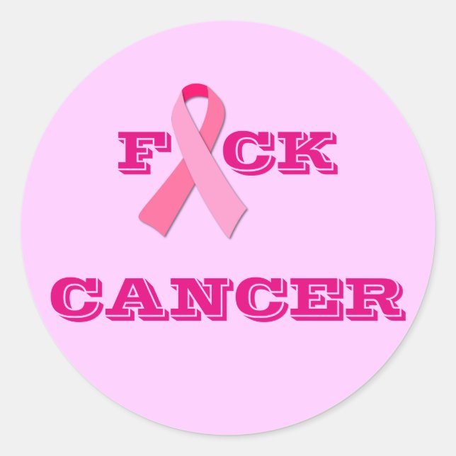 F "Pink Ribbon" CK CANCER Runder Aufkleber (Vorderseite)
