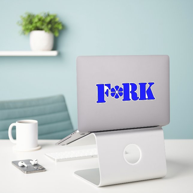 F*RK - Lang zentrierte Gabel-Design Nr. 3 Aufkleber (Laptop auf Schreibtisch)