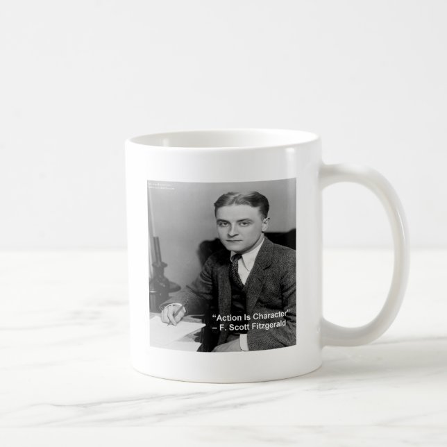 F Scott Fitzgerald "Action is Character" Geschenke Tasse (Rechts)