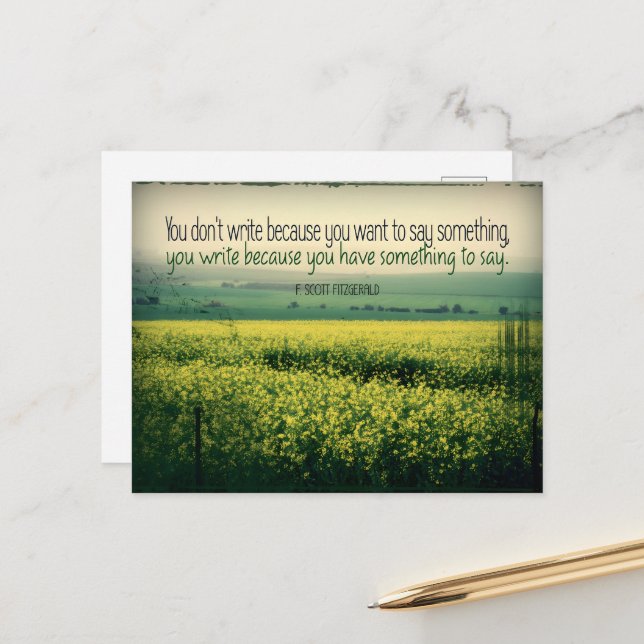 F. Scott Fitzgerald Inspirational Zitat "schreiben Postkarte (Vorderseite/Rückseite Beispiel)