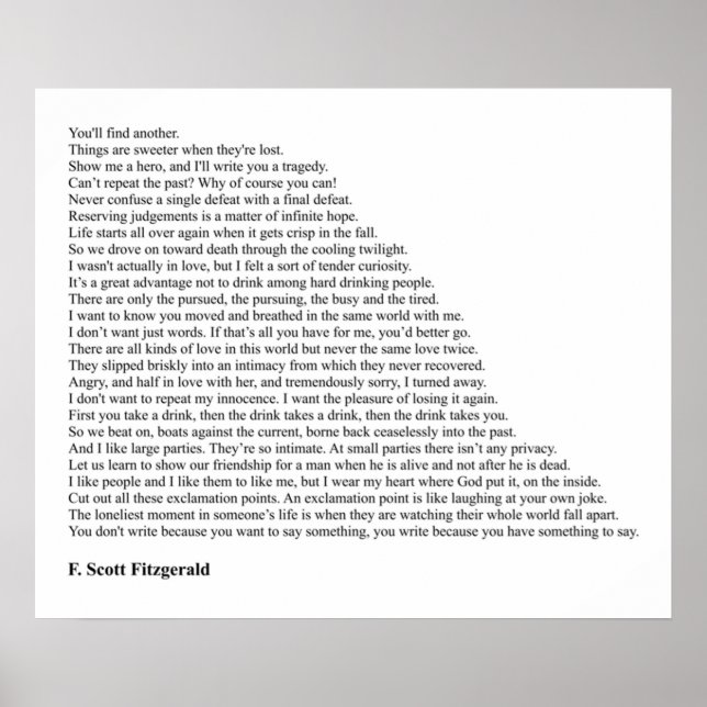 F Scott Fitzgerald Quotes Poster (Vorne)