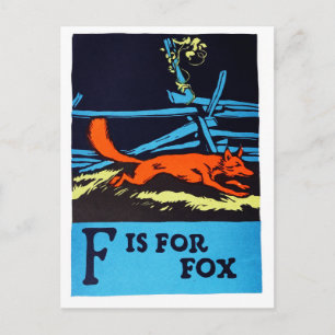 F steht für Fuchs ABC 1923 Vintage Alphabet Postka Postkarte