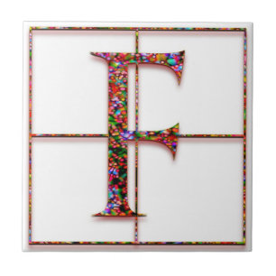 F Trajanus Red Custom Monogram Tile Fliese