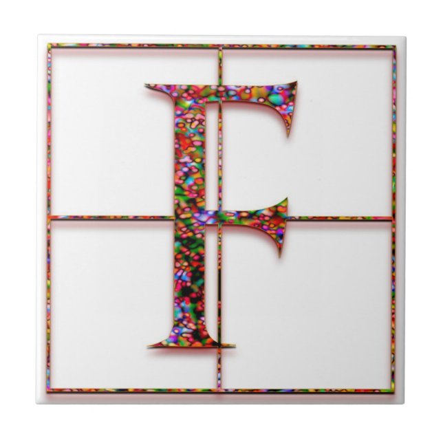 F Trajanus Red Custom Monogram Tile Fliese (Vorderseite)