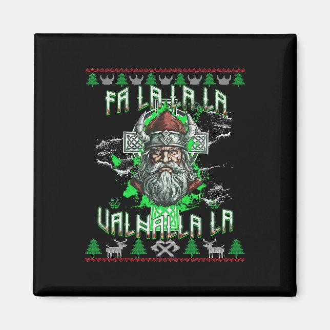 Fa La 8 Valhalla Weihnachtsmannmütze Viking Skull  Magnet (Vorne)