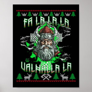 Fa La 8 Valhalla Weihnachtsmannmütze Viking Skull  Poster