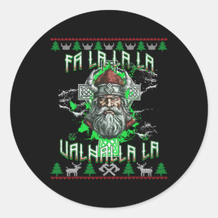 Fa La 8 Valhalla Weihnachtsmannmütze Viking Skull  Runder Aufkleber