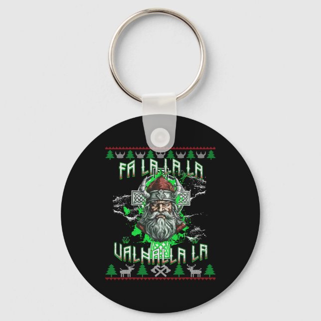 Fa La 8 Valhalla Weihnachtsmannmütze Viking Skull  Schlüsselanhänger (Vorderseite)
