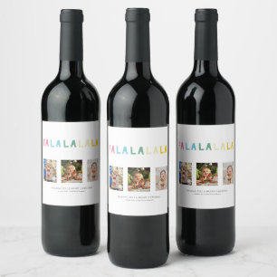 Fa La Christmas 3 Foto Collage Niedliche Pastelle Weinetikett