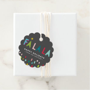 FA LA CHRISTMAS GIFT fett farbenfroh grau Geschenkanhänger