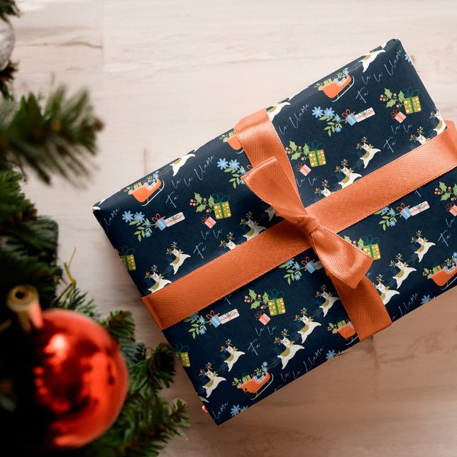 Fa La Christmas Llama Rentiers Sleigh Pattern Geschenkpapier Set (Fa La La Christmas Llama Reindeers Sleigh Pattern Wrapping Paper Sheets)