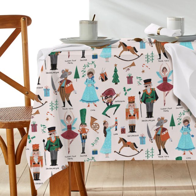 Fa La Christmas Nutcracker Ballet Dancer Tischdecke (Fa La La Christmas Nutcracker Ballet Dancer Tablecloth)