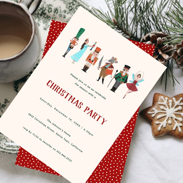 Fa La Christmas Party Nutcracker Ballet Dancer Einladung (Nutcracker Christmas Holiday Party invitation.)