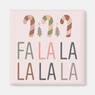 Fa La Christmas Retro Boho Tree Candycane Magnet
