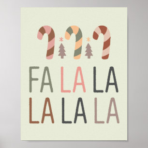 Fa La Christmas Retro Boho Tree Candycane Poster