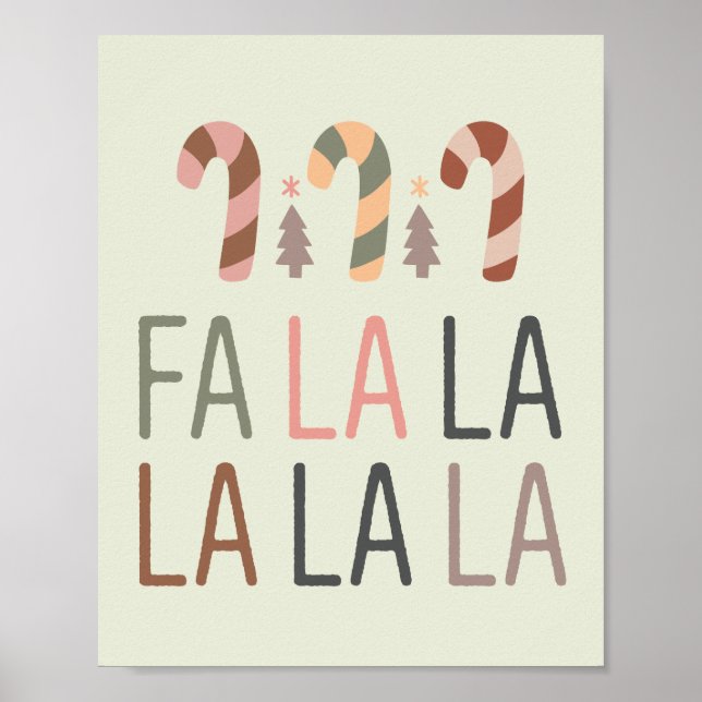 Fa La Christmas Retro Boho Tree Candycane Poster (Vorne)