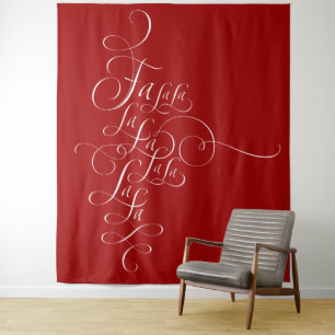 Fa la - Deck the Halls - Weihnachtskalligrafie Wandteppich