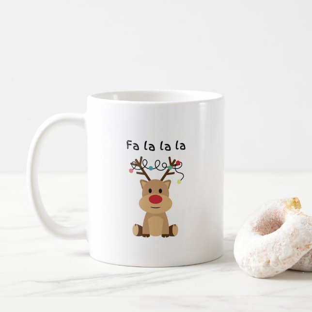 Fa La Funny Christmas Reindeer Coffee Tasse Spaß (Mit Donut)