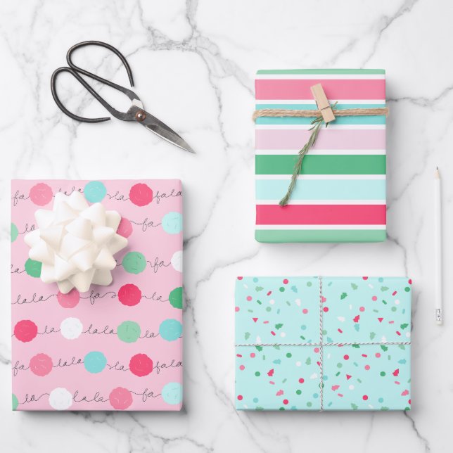 Fa La Garland Weihnachtswrapping Paper - Trial 1 Geschenkpapier Set (Vorderseite)