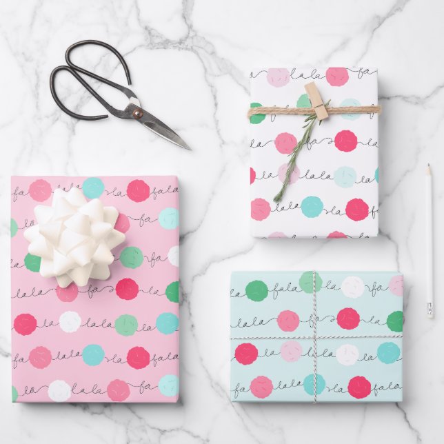 Fa La Garland Weihnachtswrapping Paper Trio 3 Geschenkpapier Set (Vorderseite)