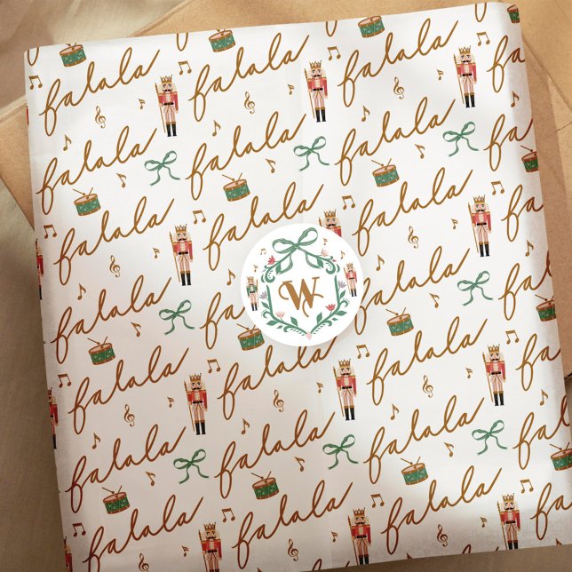 Fa La Girly Christmas Nutcracker Bow Music Seidenpapier (Fa La La Girly Christmas Nutcracker Bow Music Tissue Paper)