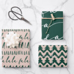 FA LA Green & Pink Typografic Christmas Carol Geschenkpapier Set<br><div class="desc">Feiern Sie die magische und festliche Urlaubssaison mit unseren maßgeschneiderten Verpackungspapierblättern. Unser modernes Waldgrün und rot rosa minimalistisches Urlaubsdesign zeichnet sich durch ein gewagtes typografisches Design "Fa La" mit einem anderen Drehbuch und san serif Schriftart, um dieses moderne Weihnachtsmuster Verpackungspapier zu schaffen. Das zweite Verpackungsblatt mit einem kühnen Waldgrün und...</div>