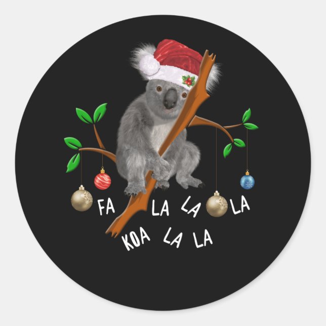 Fa la Koala Niedlich Koala Bear zu Weihnachten Runder Aufkleber (Vorderseite)