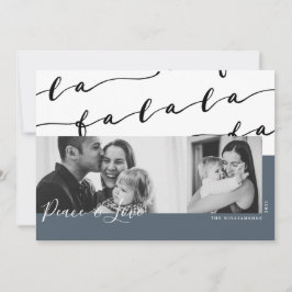 FA LA LA Black & Blue Typografisches Weihnachts-Fo Feiertagskarte