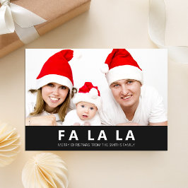 Fa La La Black Modern Christmas Foto Feiertagskarte