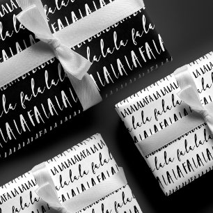 FA LA LA Black & White Typographic Christmas Carol Geschenkpapier Set