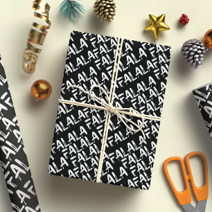 FA LA LA Bold Brush Letters Modern White & Black Geschenkpapier