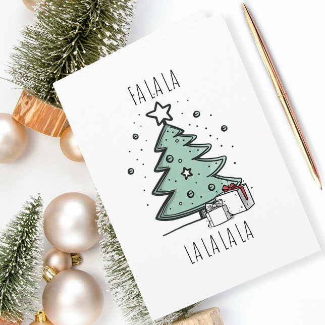 Fa La La Christmas Doodle Feiertagskarte (Wish your family and friends a fa la labulous holiday season with this cute Christmas card!)