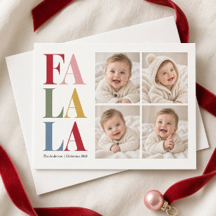 Fa La La Farbige Weihnachtskarte mit vier Fotos fü Feiertagskarte