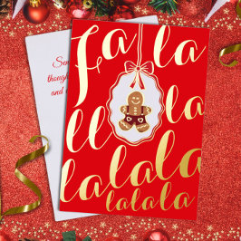 Fa La La Gingerbread-Mann Folien-Feiertagskarte Ro Folien Feiertagskarte