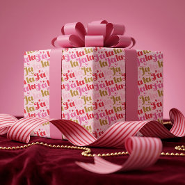 Fa La La Girly Pink Festive typografisches Weihnac Geschenkpapier