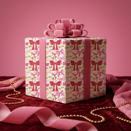 Fa La La Girly Pink Festiver Schleifenband Weihnac Geschenkpapier