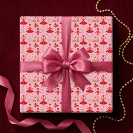 Fa La La Girly Pink Nussknacker Ballett Weihnachte Geschenkpapier