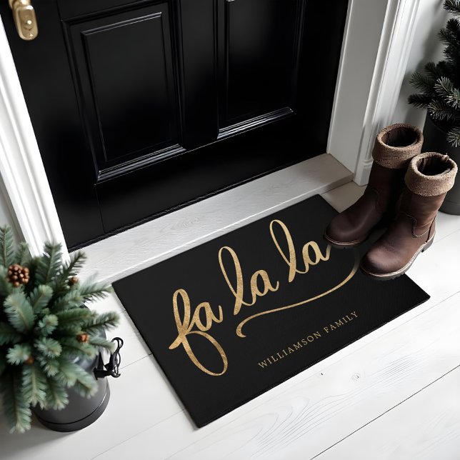 Fa La La Gold Script Typografie Custom Family Fußmatte (Fa La La Gold Script Typography Custom Family Doormat)